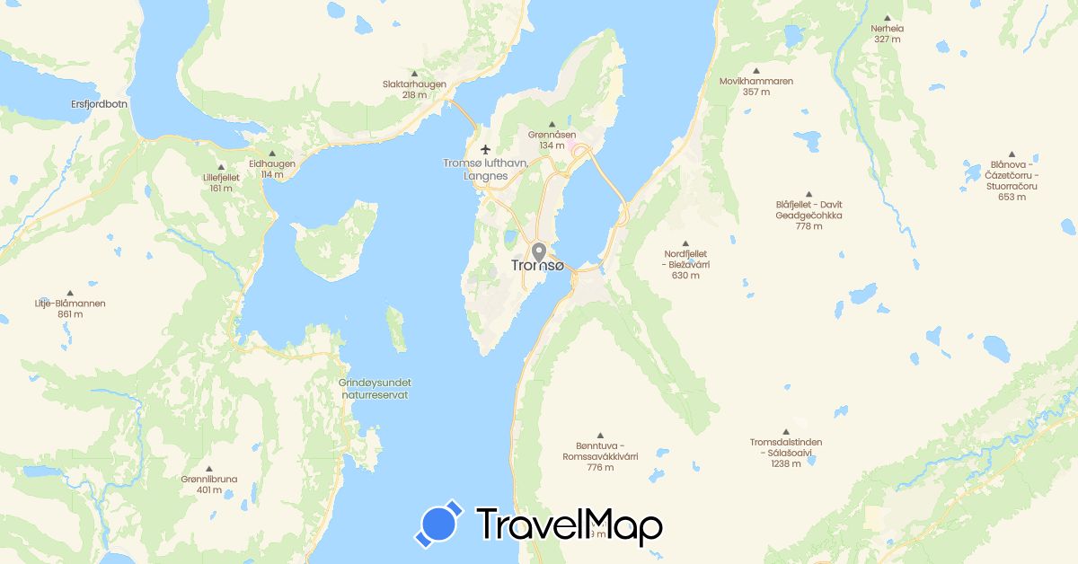 TravelMap itinerary: plane in Norway (Europe)